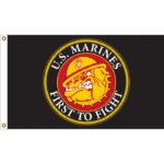 US Marines First to Fight Black Bulldog Flag 3x5