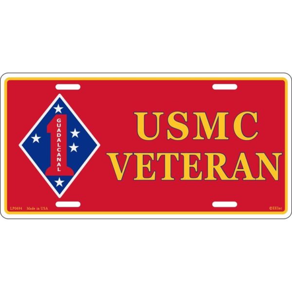 a Marine Corps 1st Division veteran license plate