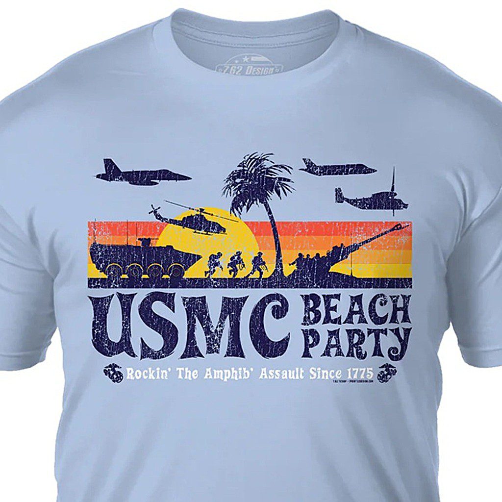 Light Blue Retro USMC Beach Party Men's T Shirt
