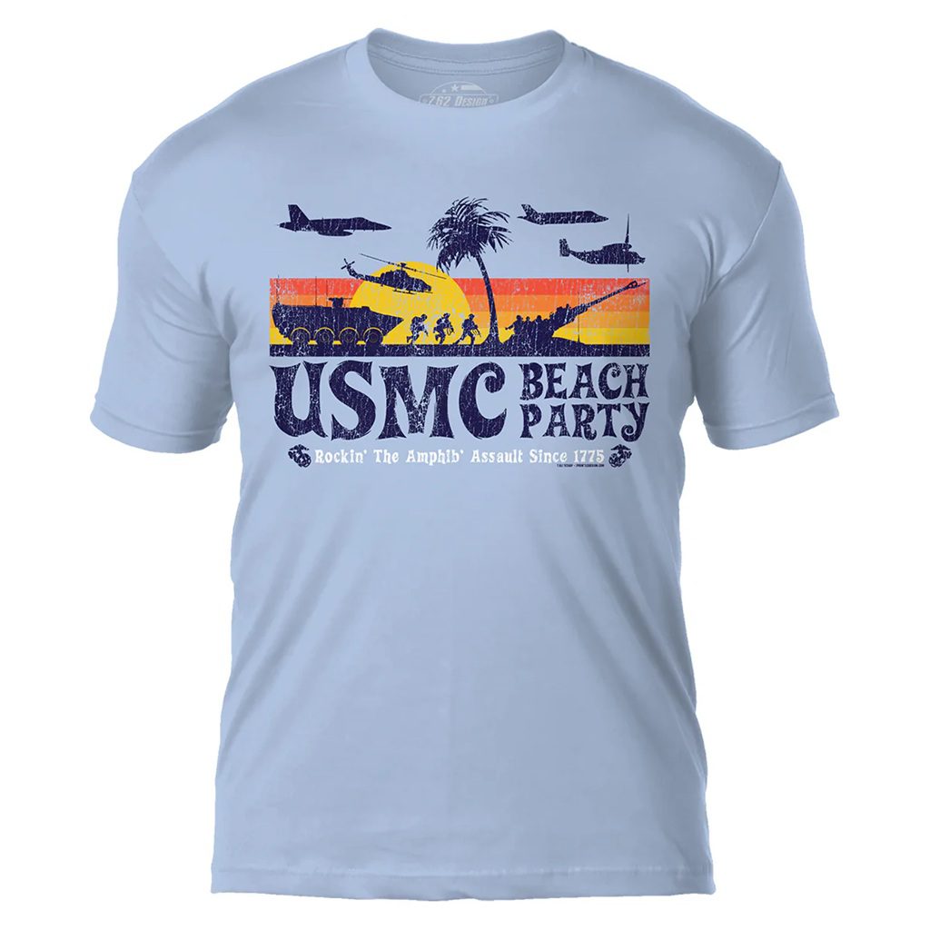 Light Blue Retro USMC Beach Party Men's T Shirt