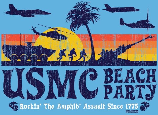 USMC Beach Party Shirt Logo EGA Amphib Assault