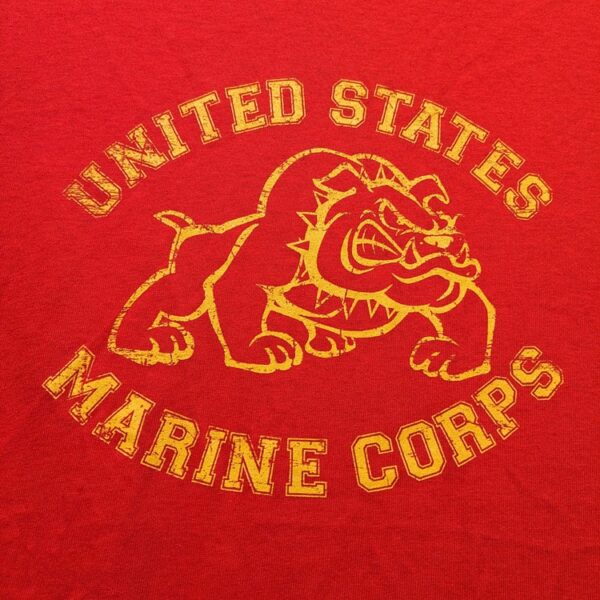 a red US Marine Corps shirt with bulldog mascot