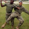 two Marine Corps members practicing MCMAP