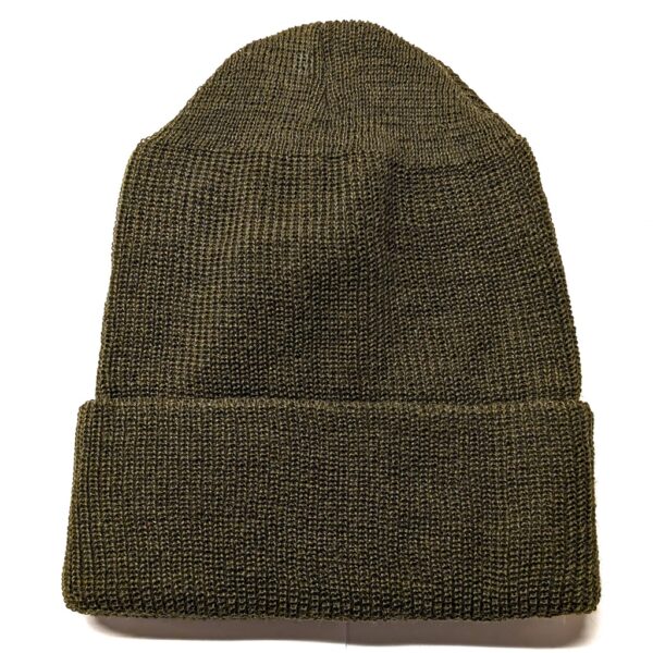 an olive drab US military watch cap