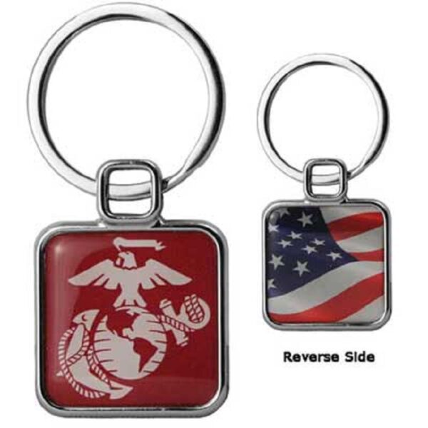 a compact, square Marine Corps keychain with an EGA