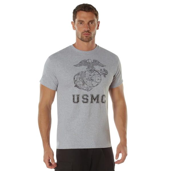 the front of a gray USMC casual shirt