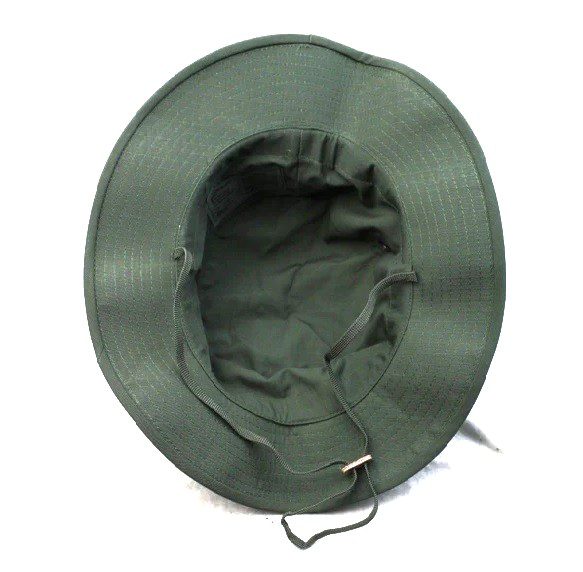 the inside of an olive green Army TYPE II boonie cover