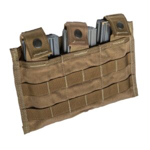 a coyote brown US Marine Corps triple magazine pouch with three M4A1 magazines inside