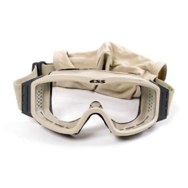 tan Marine Corps ballistic goggles with clear lens