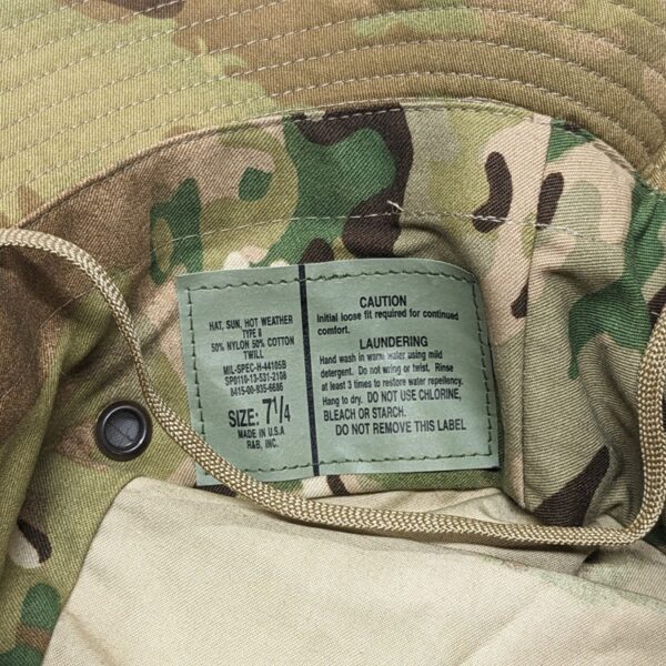 the tag of a twill Multicam boonie