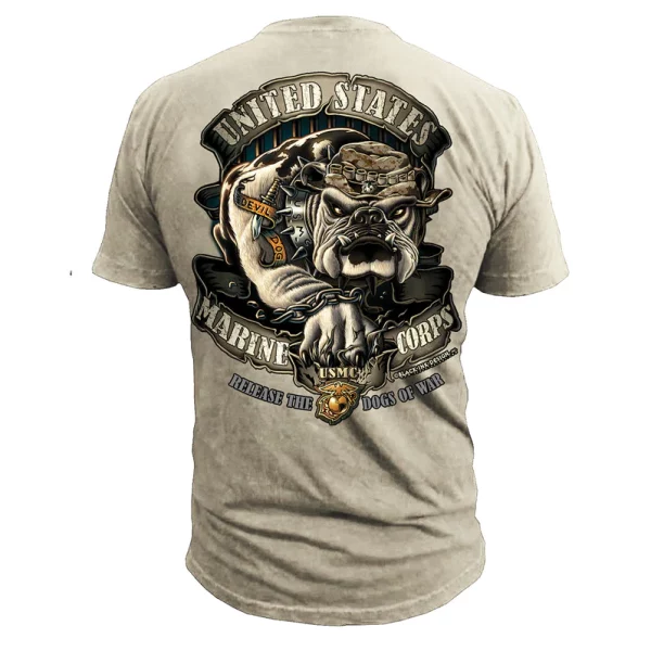 United States Marine Corps Release the Dogs of War Tshirt Tan