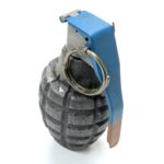 a dummy pineapple grenade with a blue striker lever