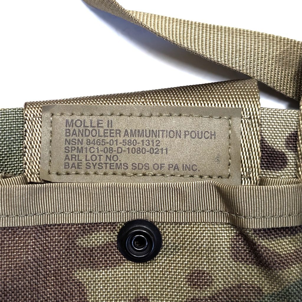 an OCP Scorpion US Army 6-magazine bandoleer