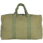 an olive drab Air Force style cargo bag