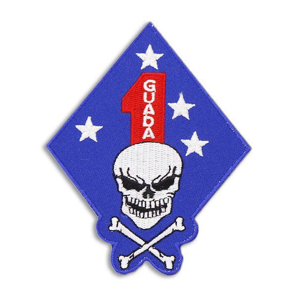 Blue 1st Marine Division with Skull and Cross Bones Patch