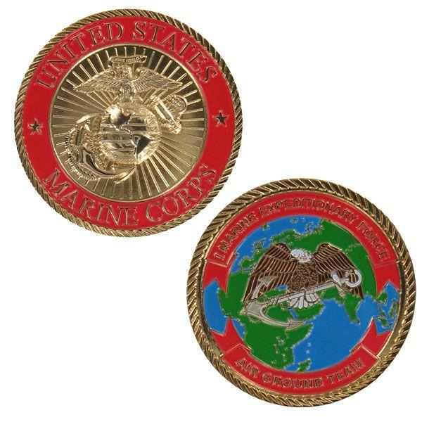 Red 1st Marine Expeditionary Force Challenge Coin