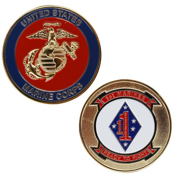 Red and Blue 1st Marines Ready To Fight Coin