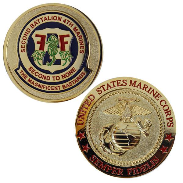 2nd Battalion 4th Marines Red Inlay Text Coin