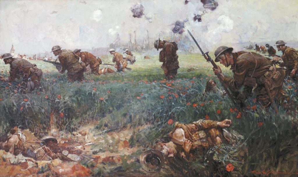 a painting of the Battle of Belleau Wood