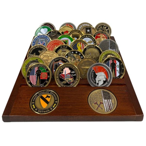 Challenge Coin Wood Display - 38 Coins