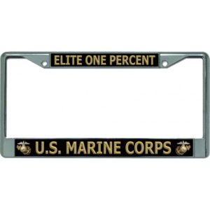 Elite One Percent Marine Corps Black License Plate Frame