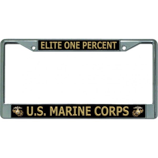 Elite One Percent Marine Corps Black License Plate Frame