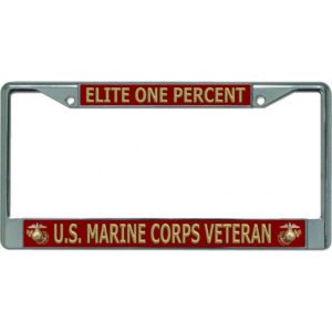 Elite One Percent US Marine Corps Veteran Metal License Plate Frame