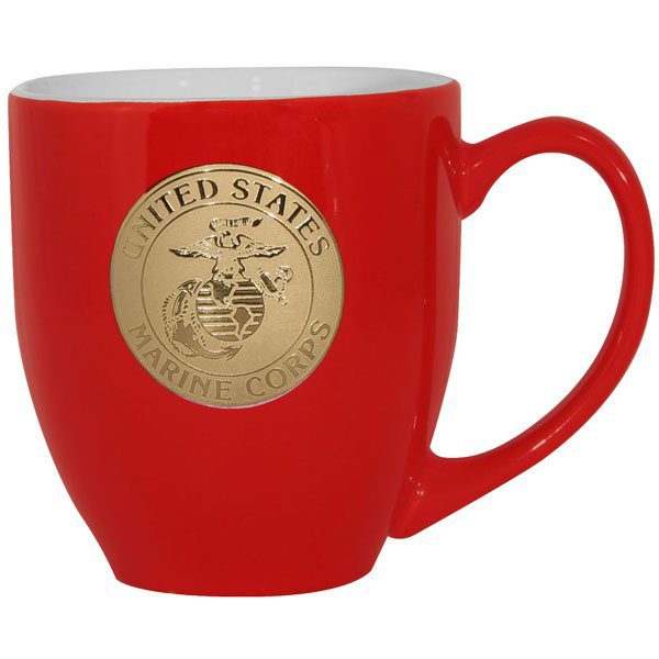 Marine Corps Crest on Red and Gold 12oz Coffee Mug
