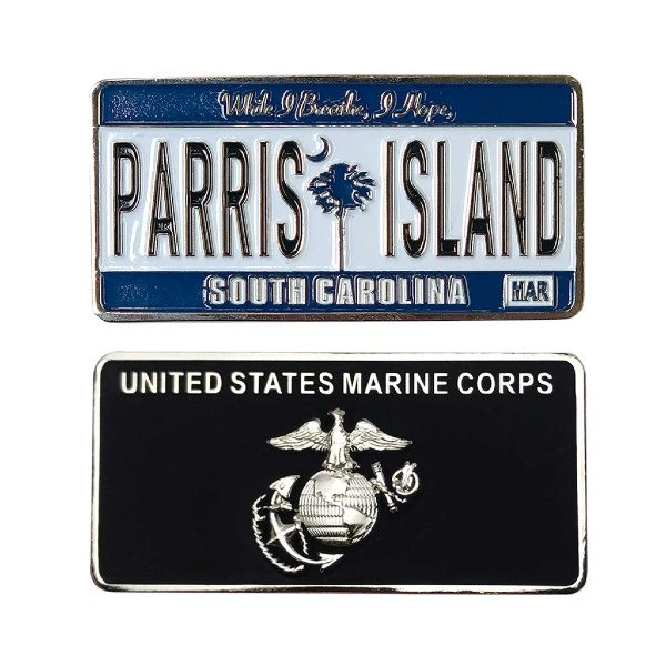 Marine Corps License Plate Parris Island Coin