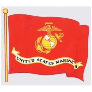 Red Marine Corps Waving Flag Decal