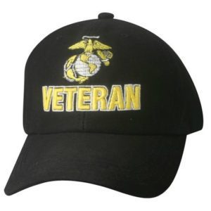Black and Gold Veteran Eagle Globe and Anchor Hat