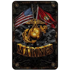 Marines Double Flag Gold EGA Sign
