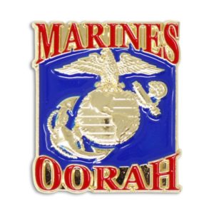 Blue and Red Eagle Globe and Anchor OORAH Enamel Pin