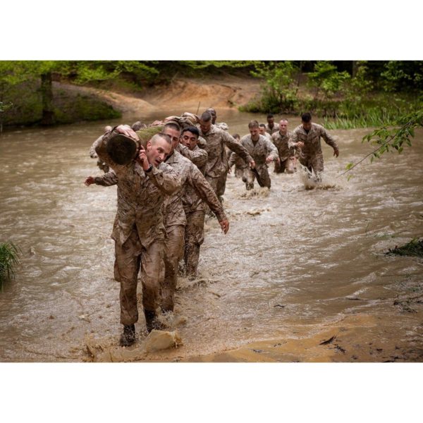 Marines going through water