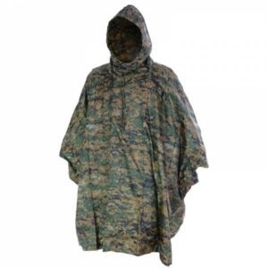 Mil-Tec Woodland Camo Ripstop Wet Weather Poncho Hooded