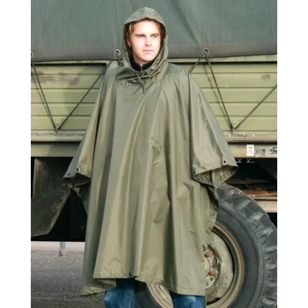 Military Style Ripstop Poncho - Olive Drab