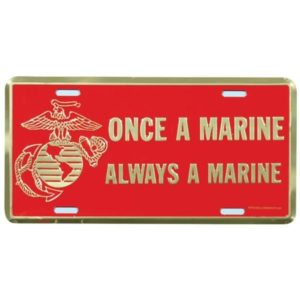 Red and Gold EGA Once a Marine Always a Marine License Plate