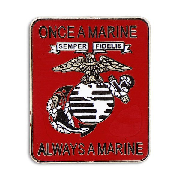 Red Rentagular Once a Marine Always a Marine Enamel Pin