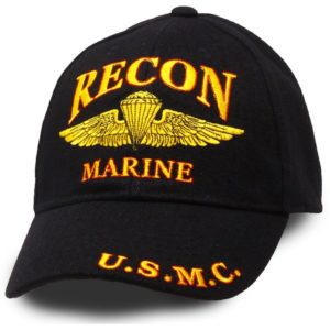Black and Gold USMC Recon Marine Hat