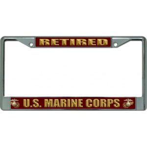 Retired US Marine Corps Metal License Plate Frame