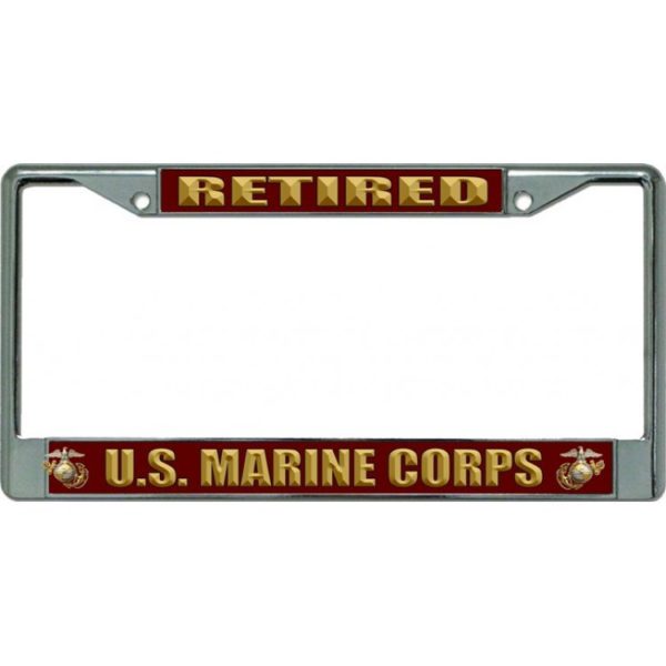 Retired US Marine Corps Metal License Plate Frame