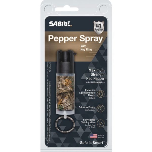 Sabre Camo Pepper Spray with Key Ring Max Strength