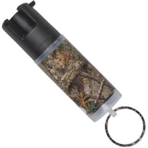 Sabre Camo Pepper Spray with Key Ring Max Strength Side View
