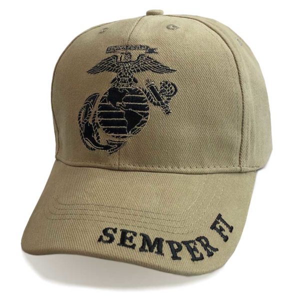 Marine Khaki Hat with Semper Fi embroidered