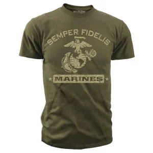 Semper Fi Marines EGA OD Green Tshirt Front