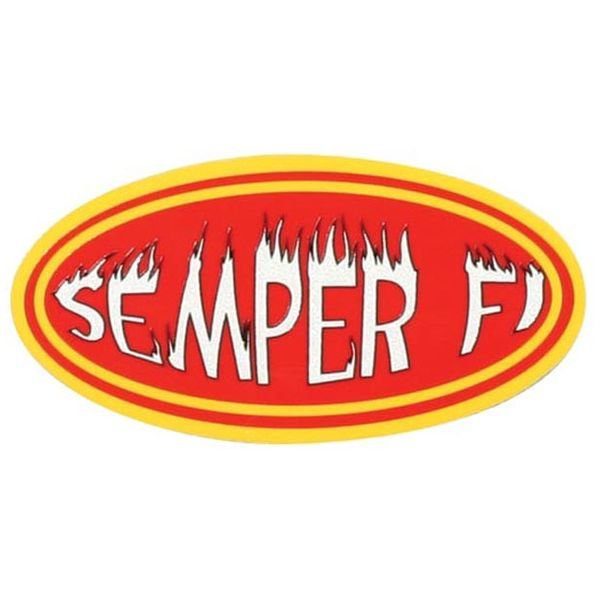 Red Flaming Semper Fi Reflective Helmet Decal