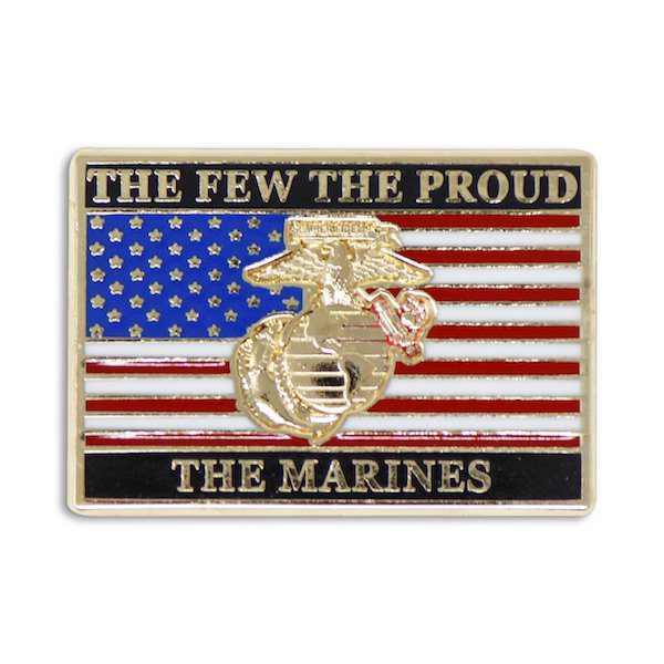 The Few the Proud the Marines EGA Over US Flag Enamel Pin