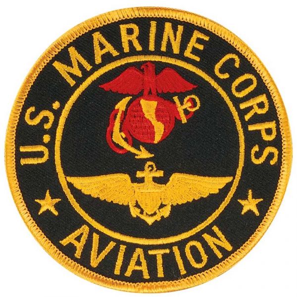 Round Yellow and Black U.S. Marine Corps Aviation Patch