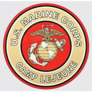 Red and Gold US Marine Corps Camp Lejeune Decal