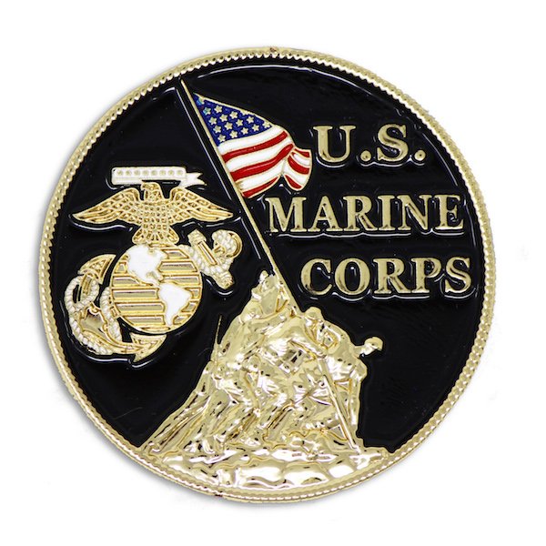 Black US.Marine Corps Iwo Jima Flag Raising Coin